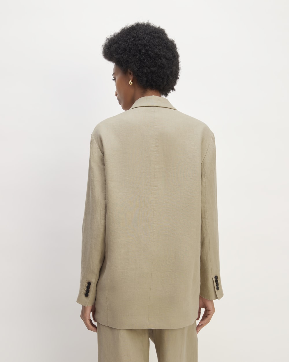 The Linen Double Breasted Blazer | Trench Coat Khaki - Image 6