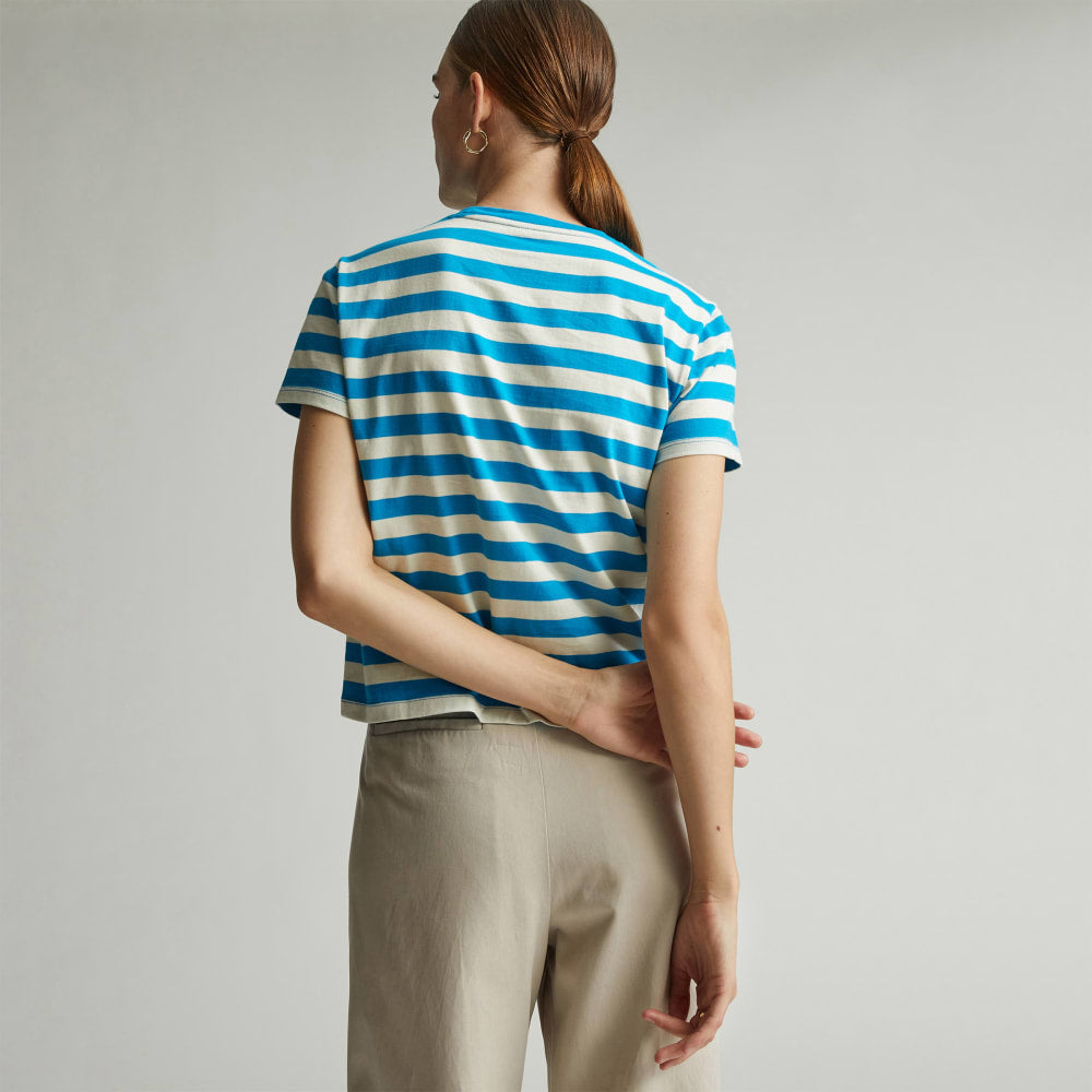 The Box-Cut Tee in Essential Cotton | Horizon Blue / Canvas Tan | No Pocket - Image 4