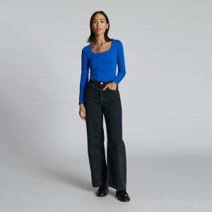 The Long-Sleeve Supima? Square-Neck Bodysuit | Lapis Blue | Bikini