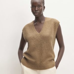 The Alpaca V-Neck Vest | Tiger's Eye