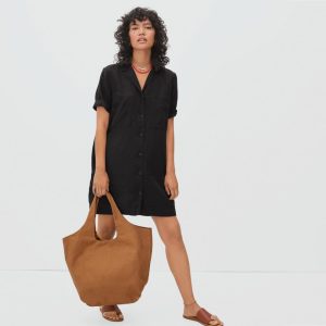 The Linen Workwear Dress | Black