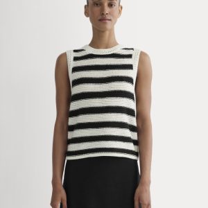 The Organic Cotton Open-Stitch Tank | Canvas / Black