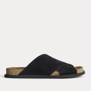 The Suede Crossover Sandal |  Black