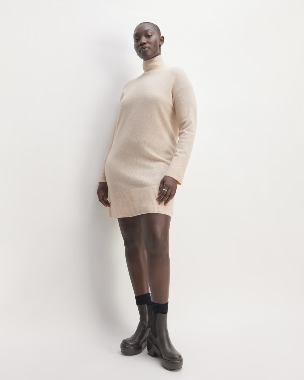 The Cozy Stretch Turtleneck Dress | Whisper Pink