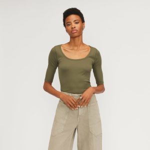 The Luxe Rib Scoop-Neck Tee | Kalamata