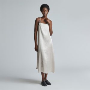 The Satin Square-Neck Slip Dress | Cream