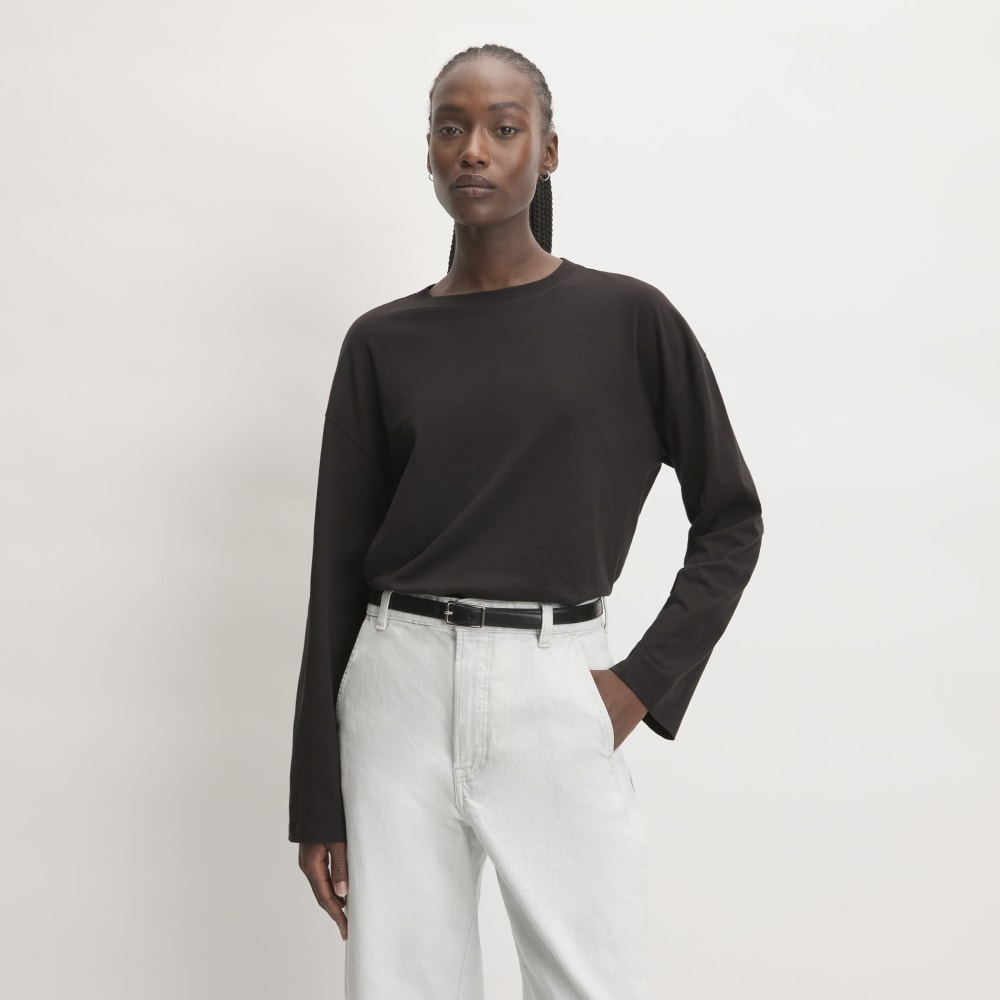 The Organic Cotton Relaxed Long Sleeve Tee | Vintage Black