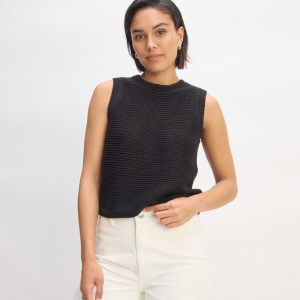 The Organic Cotton Open-Stitch Tank | Black