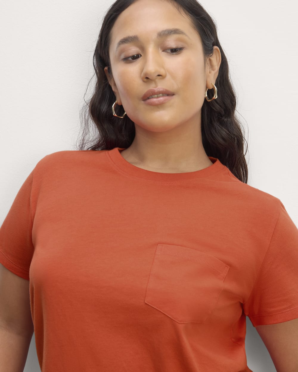 The Box-Cut Tee in Essential Cotton | Poppy Red | Pocket - Image 3