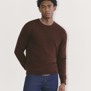 The Premium Merino Crew Neck Sweater | Heather Mahogany