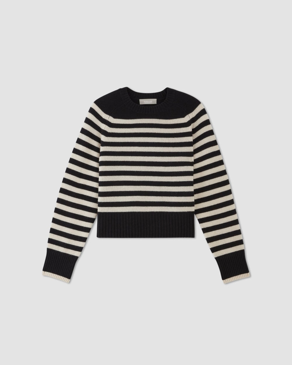 The Boxy Crew in Cashmere | Black / Bone - Image 2