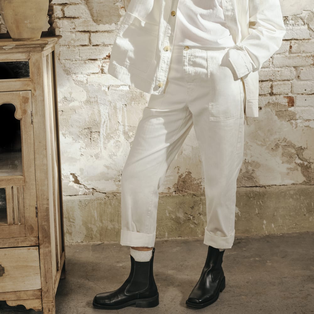 The Organic Cotton Herringbone Pant | Bone - Image 7