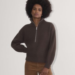 The Half-Zip Sweater in Luxe Merino | Earth Brown