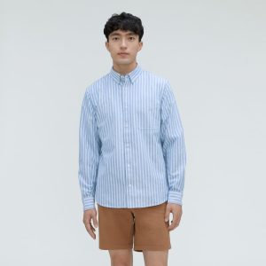 The Standard Fit Japanese Oxford Shirt | Uniform | Lapis Blue / Bright Jade / Optic White | Standard
