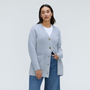 The Oversized Alpaca Pocket Cardigan | Mist
