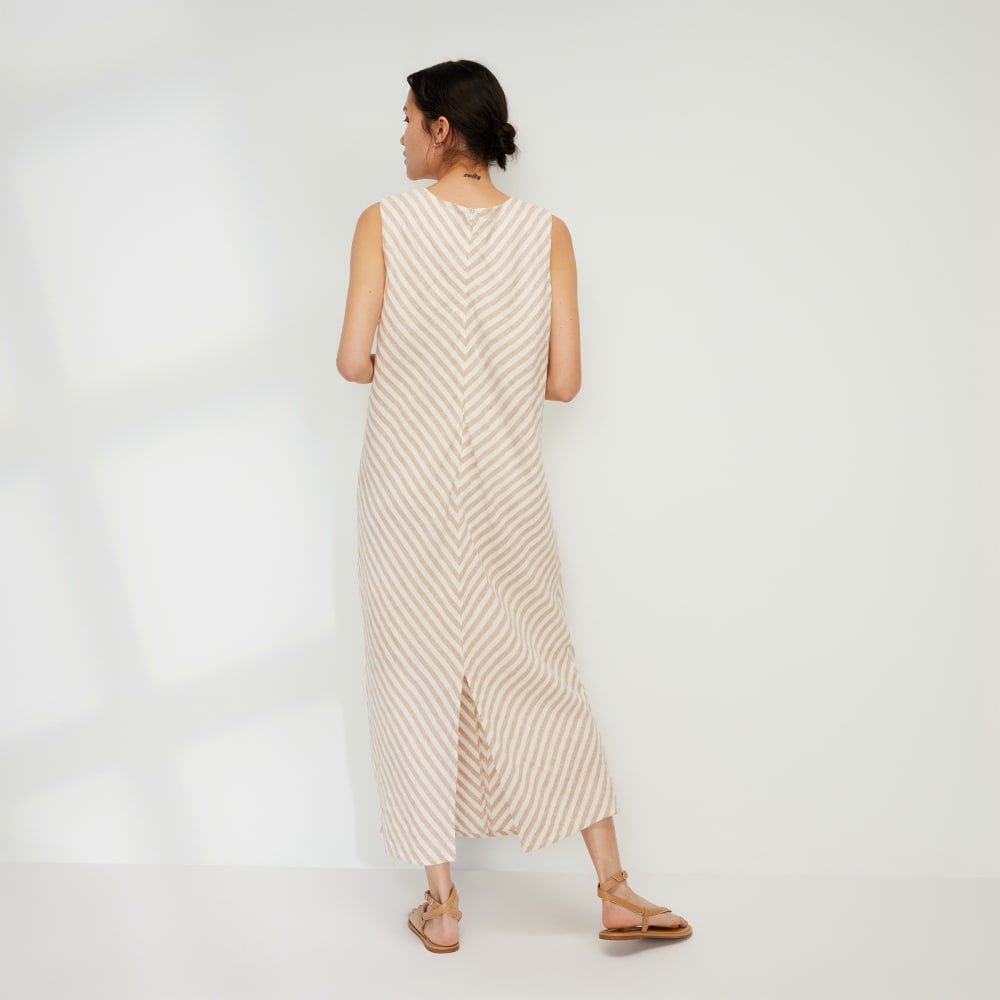 The Linen Bias Cut Dress | Bone / Caramel - Image 3