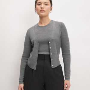 The Cardigan in Ultrasoft Merino | Heather Mid Grey