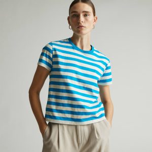 The Box-Cut Tee in Essential Cotton | Horizon Blue / Canvas Tan | No Pocket