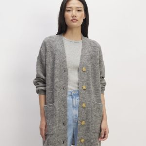 The Oversized Alpaca Pocket Cardigan | Heathered Stone