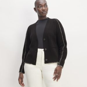 The Good Merino Wool Cardigan | Black / Buttermilk