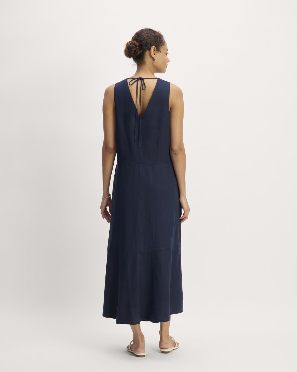 The Linen V-Neck Maxi Dress | Navy - Image 6