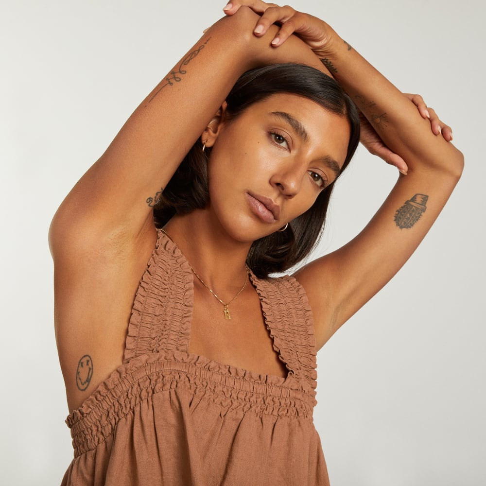 The Smocked Linen Dress | Tawny Brown - Image 4