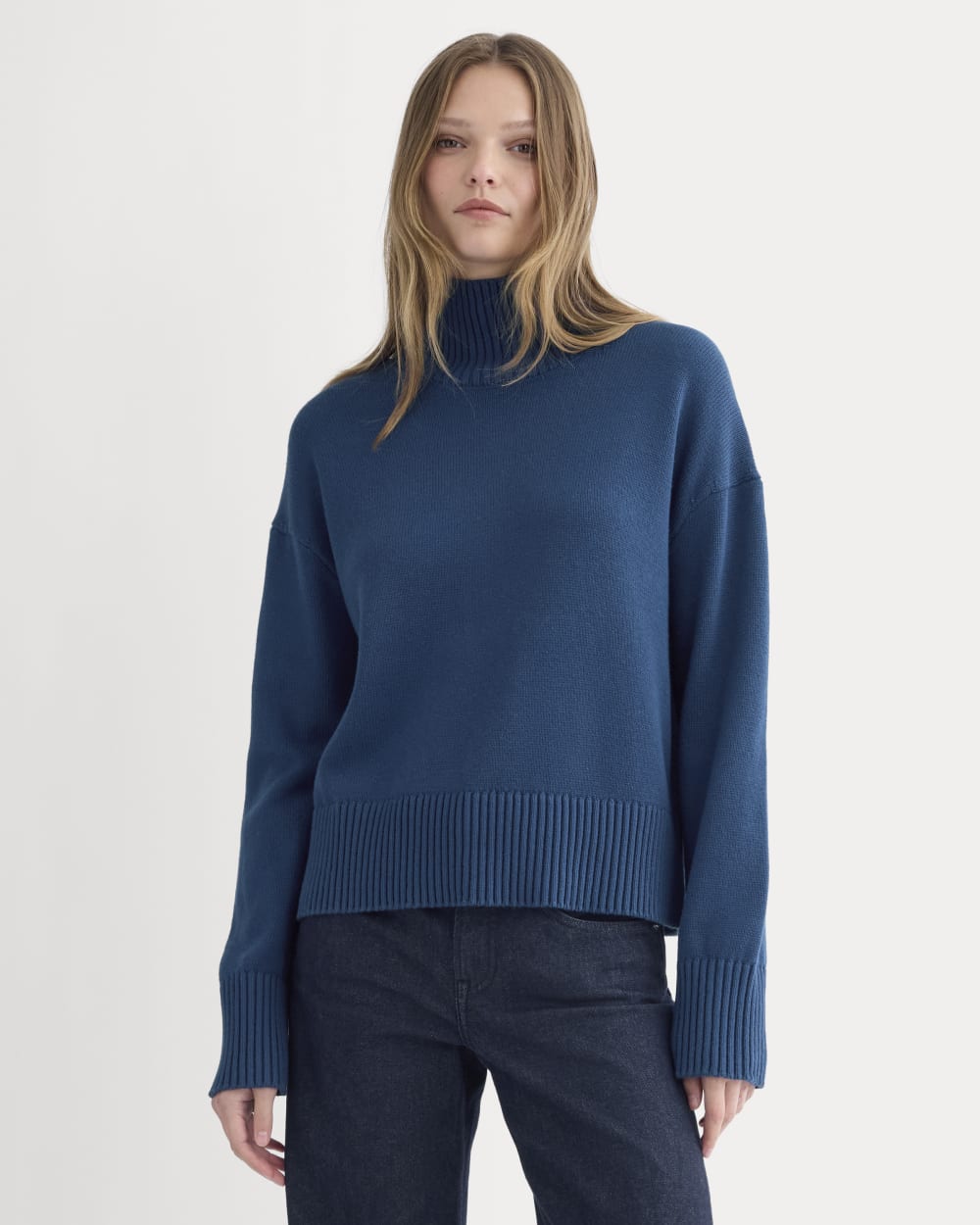The Boxy Turtleneck in Everyday Cotton | Deep Lazuli Blue