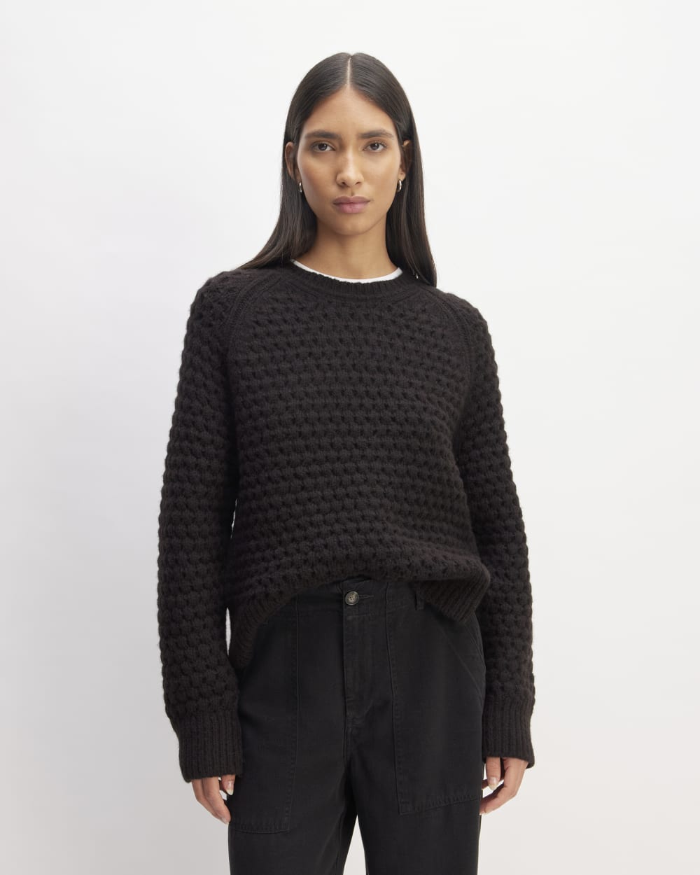 The Cloud Oversized Textured Crew | Black
