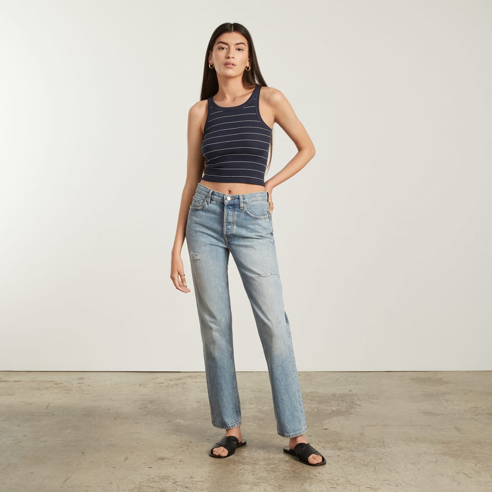 The Pima Micro-Rib Short Tank | Navy / White - Image 4