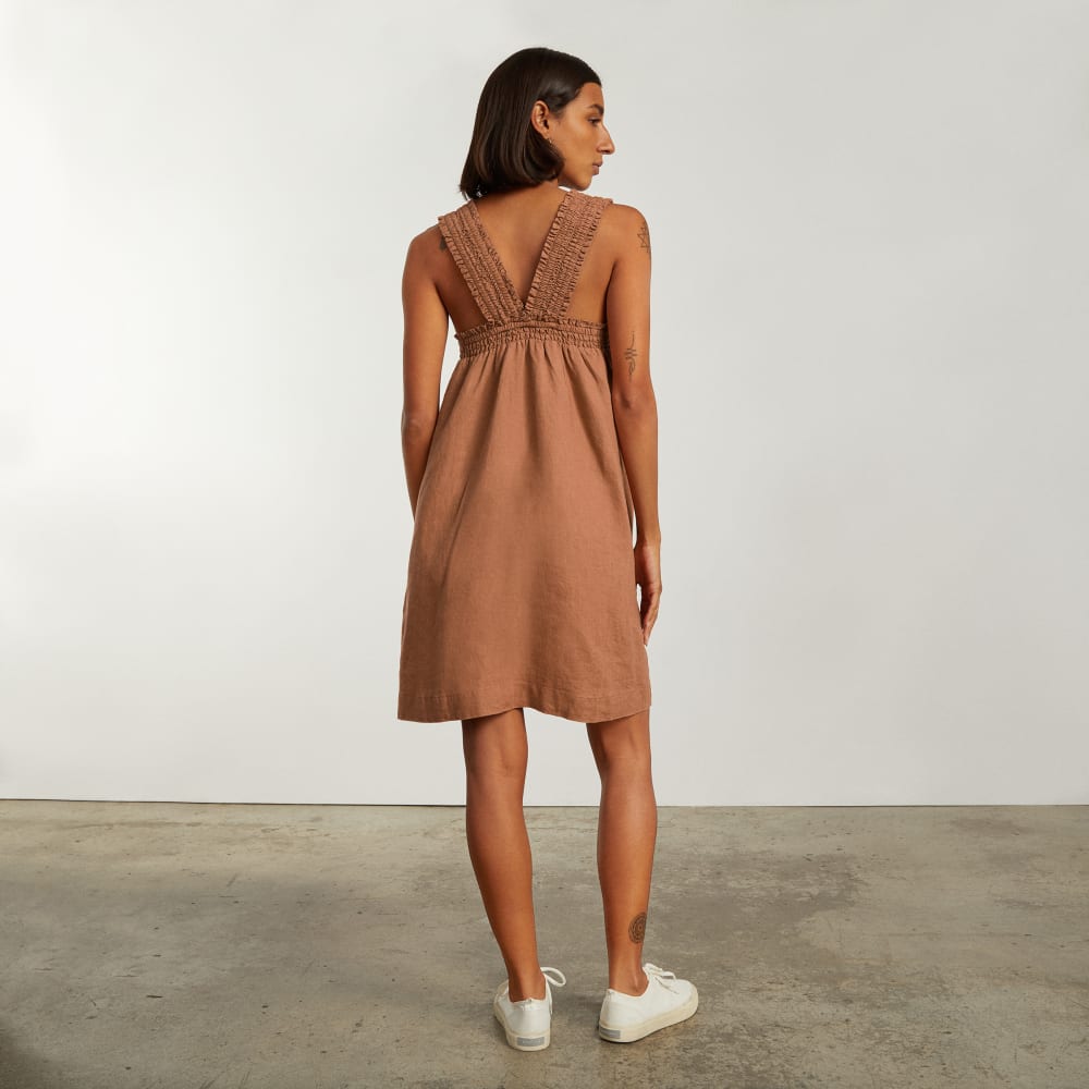 The Smocked Linen Dress | Tawny Brown - Image 3