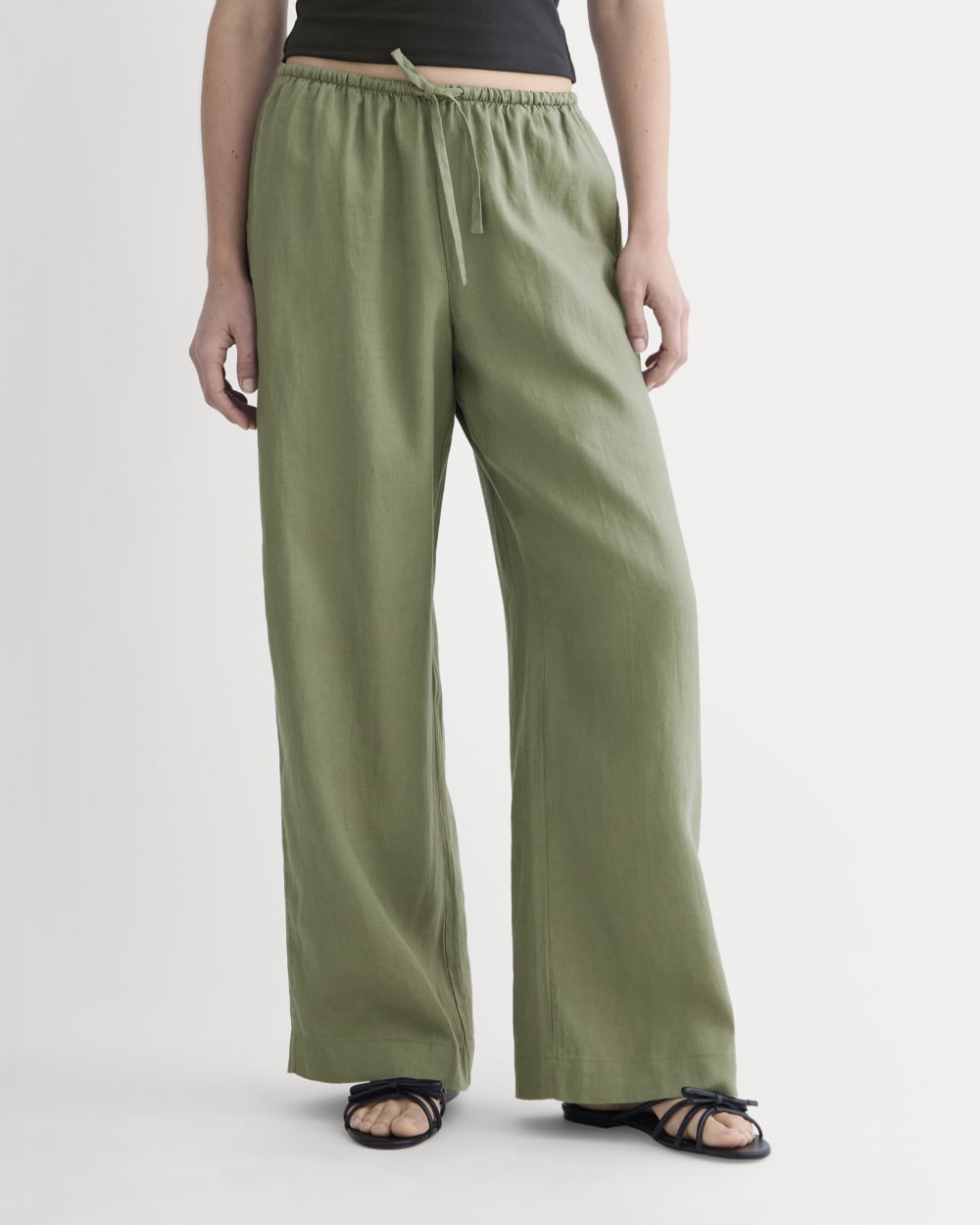 The Drawstring Pant in Linen | Lichen Green - Image 3
