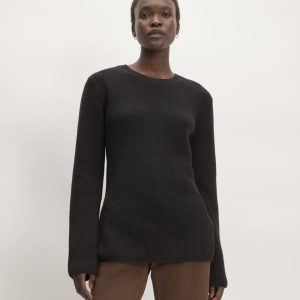 The Organic Cotton Slim Crew Sweater | Black