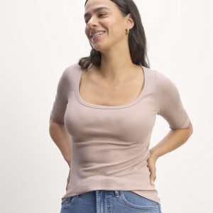 The Luxe Rib Scoop-Neck Tee | Dusty Rose