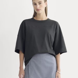 Oversized Varsity Tee in Essential Cotton | Washed Black