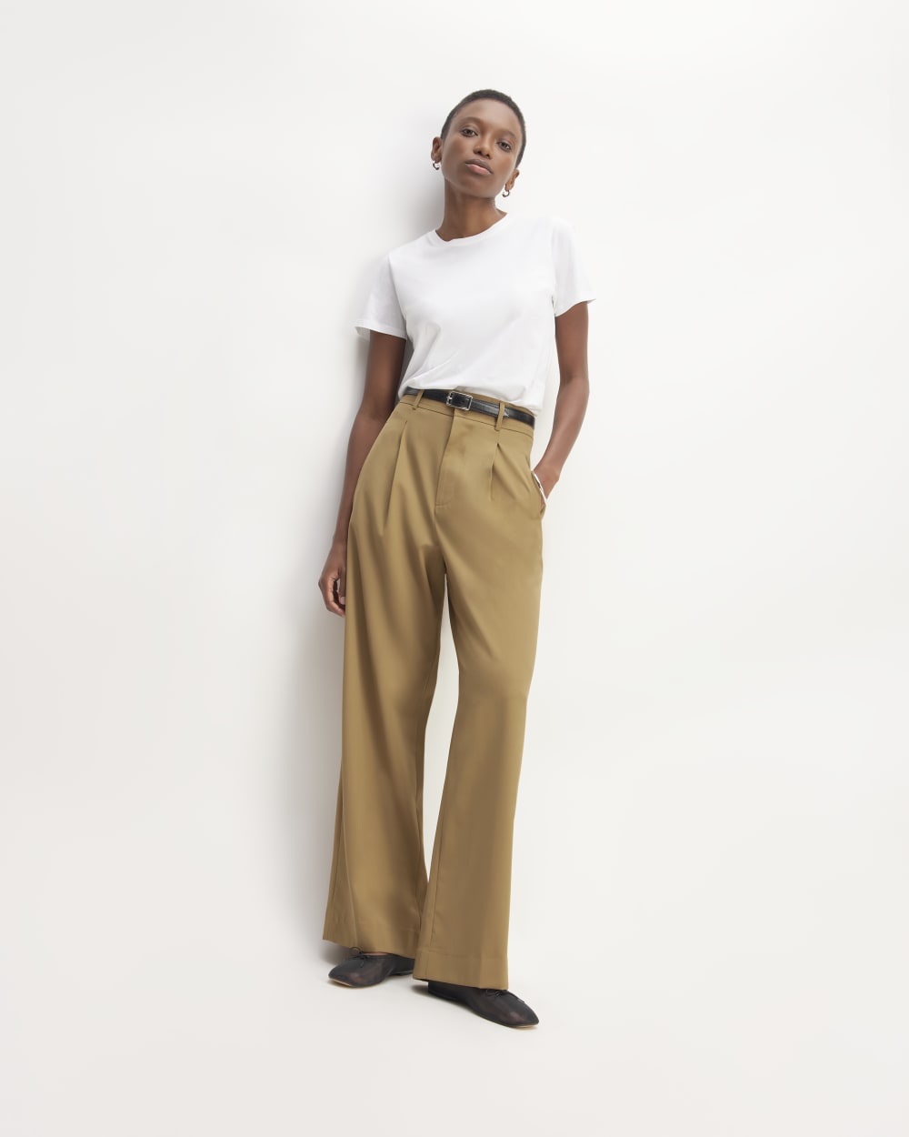 The Italian Wool Way-High® Drape Pant | Camel