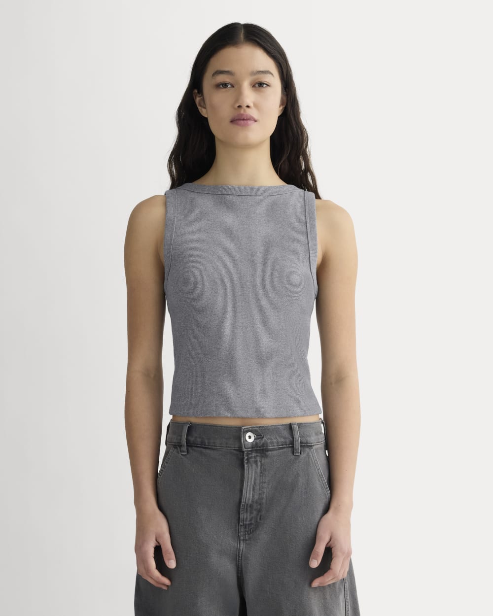 The Selfie Boatneck Tank | Mid Heather Grey