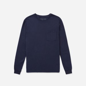 The Organic Cotton Long-Sleeve Pocket Tee | Deep Navy
