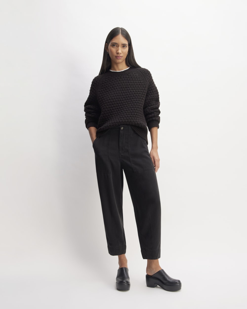 The Cloud Oversized Textured Crew | Black - Image 3